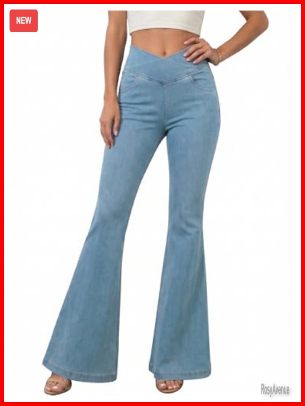 Women Flare Jeans High Waist Bootcut Stretchy Denim Pants with Pockets